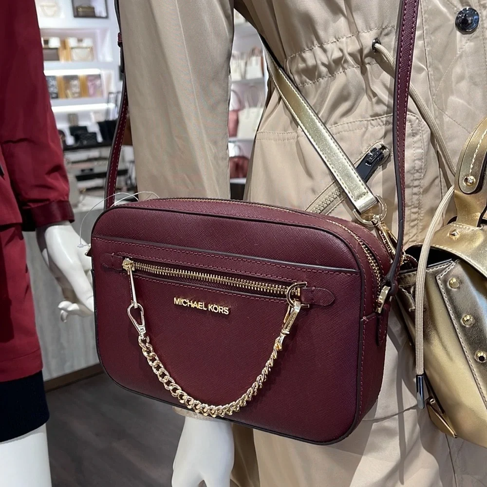 Michael Kors Jet Set Item Large East West Zip Chain Crossbody Merlot